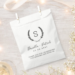 Laurel Crest Wedding Monogram Thank You Favour Bag