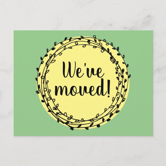 Laurel floral wreath change of address moving postcard (Front)