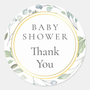 Laurel Garland Faux Foil Baby Shower Thank You Classic Round Sticker