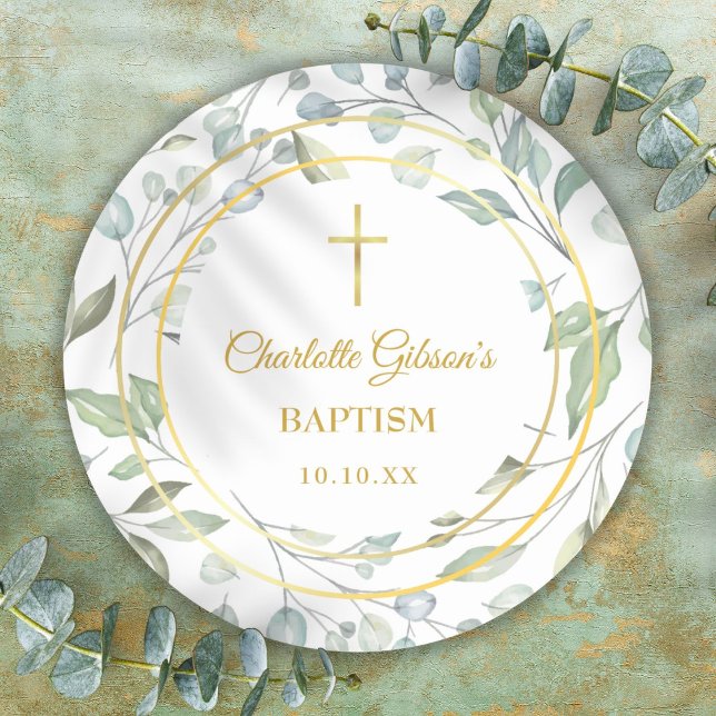 Laurel Garland Faux Gold Foil Baptism Christening Classic Round Sticker (Laurel Garland Faux Gold Foil Baptism Christening Classic Round Sticker)