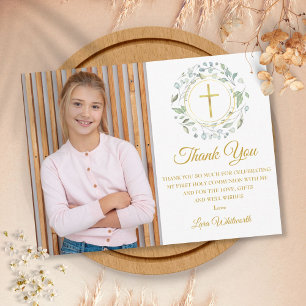 Laurel Garland First Communion Photo Thank You Postcard