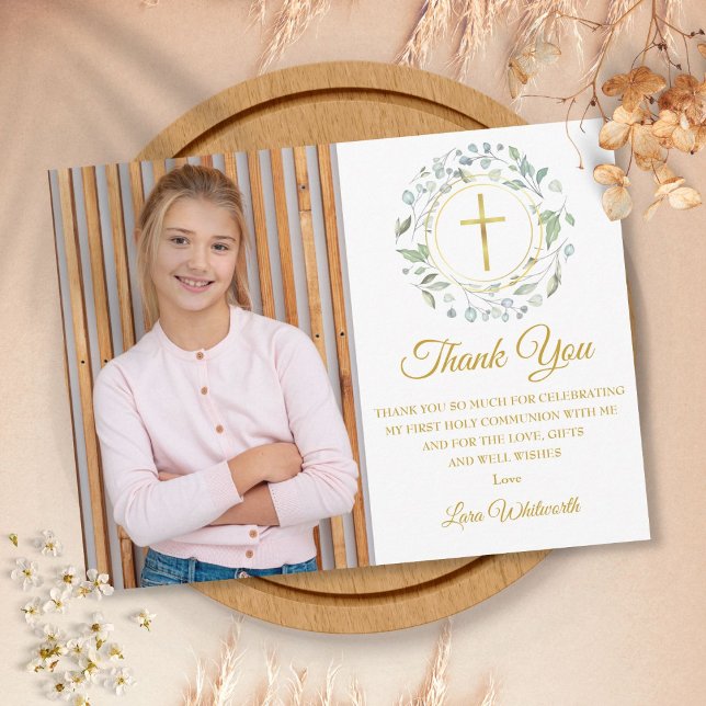 Laurel Garland First Communion Photo Thank You Postcard (Creator Uploaded)