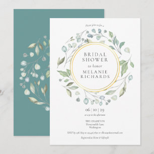 Laurel Garland Floral Gold Foil Bridal Shower Invitation