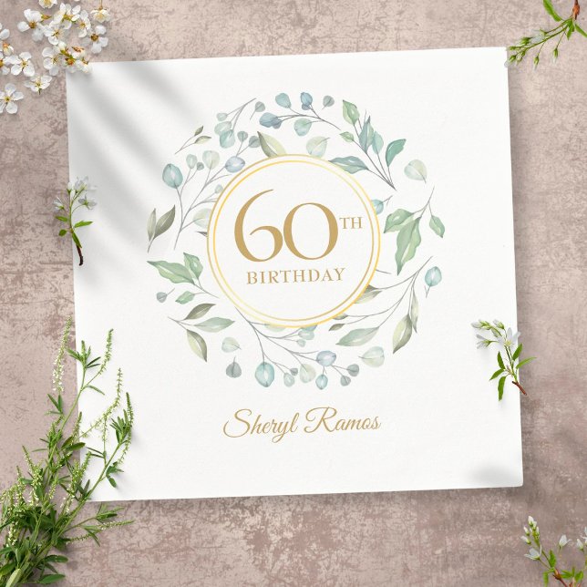 Laurel Garland Gold 60th Birthday Napkin (Creator Uploaded)