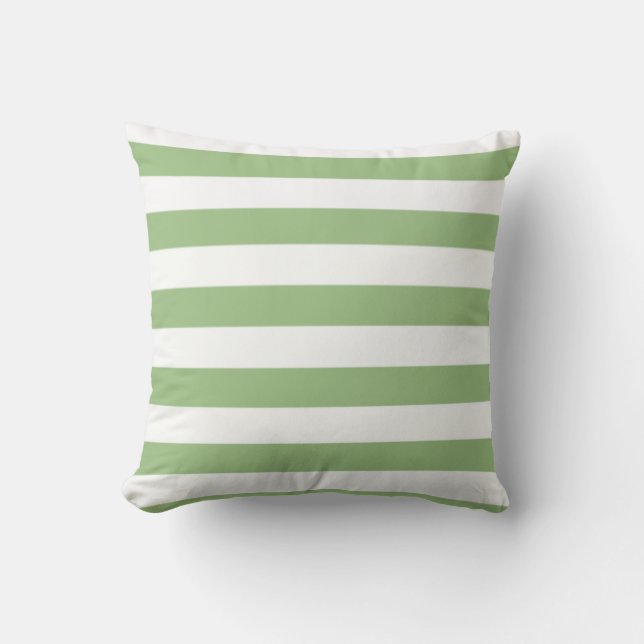 Laurel Green Horizontal Stripes Cushion (Front)