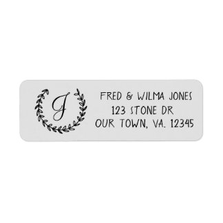 Laurel Initial Monogram Return Address Labels