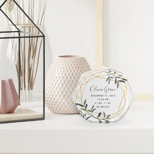 Laurel Leaf Baby Birth Stats Acrylic Block