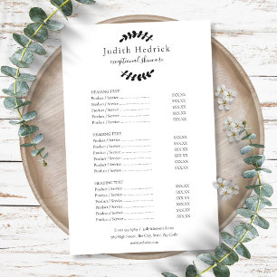Laurel Leaves Black and White Salon Service Menu