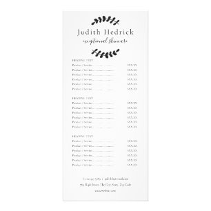 Laurel Leaves Black and White Salon Service Menu
