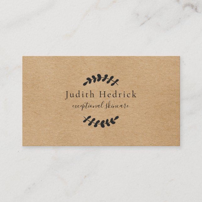 Laurel Leaves Rustic Kraft Business Card (Front)