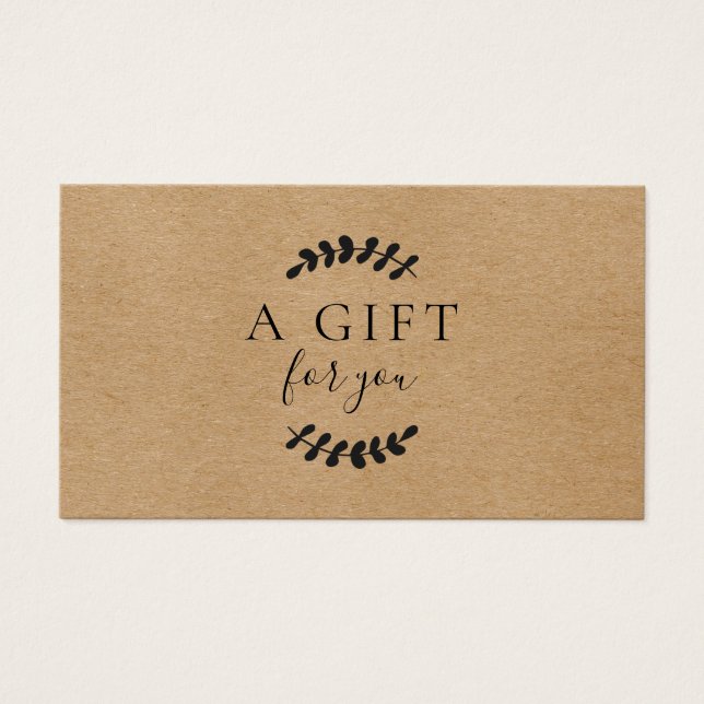 Laurel Leaves Rustic Kraft Gift Certificate (Front)