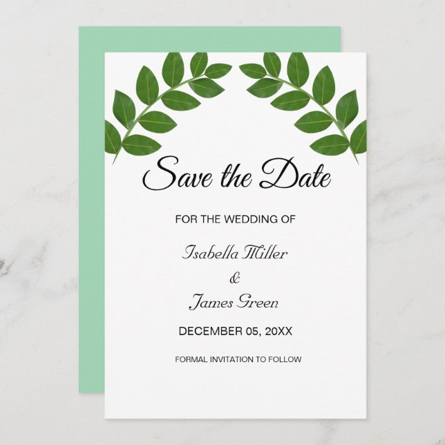 Laurel Leaves Wedding Save the Date Invitation (Front/Back)