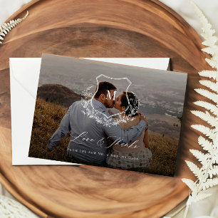 Laurel Love & Thanks Wedding Thank You Photo Card