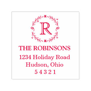 Laurel Monogram Address Stamp