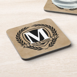 Laurel Monogram Design Beverage Coaster