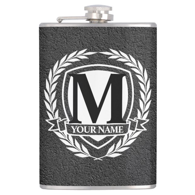 Laurel Monogram Design Flask (Front)