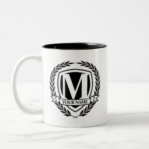 Laurel Monogram Design Two-Tone Coffee Mug
