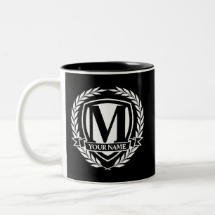 Laurel Monogram Design Two-Tone Coffee Mug