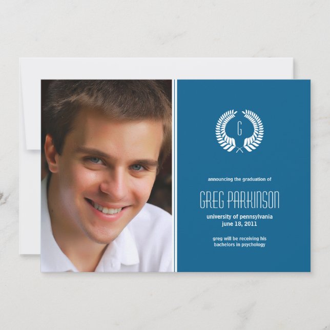 Laurel Monogram Graduation Announcement (Front)