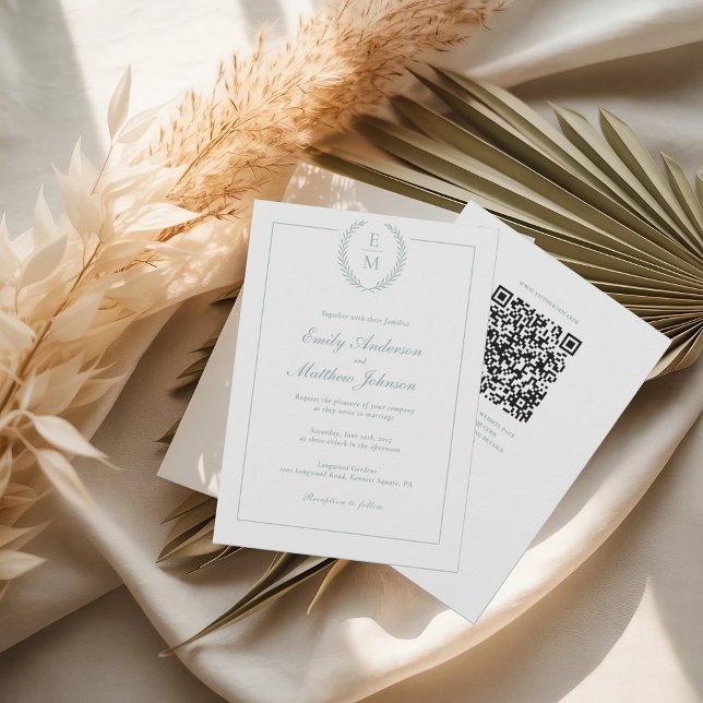 Laurel Monogram Wedding Invitation QR Code (Creator Uploaded)