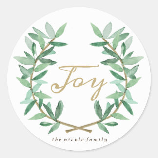 Laurel Olive Leaf Classic Round Sticker