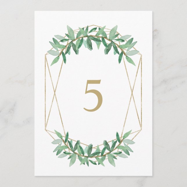 Laurel Olive Leaf Table Number Cards (Front)