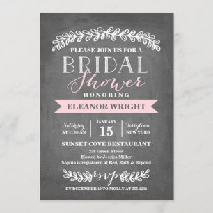 Laurel Pink Banner Bridal Shower Invitation