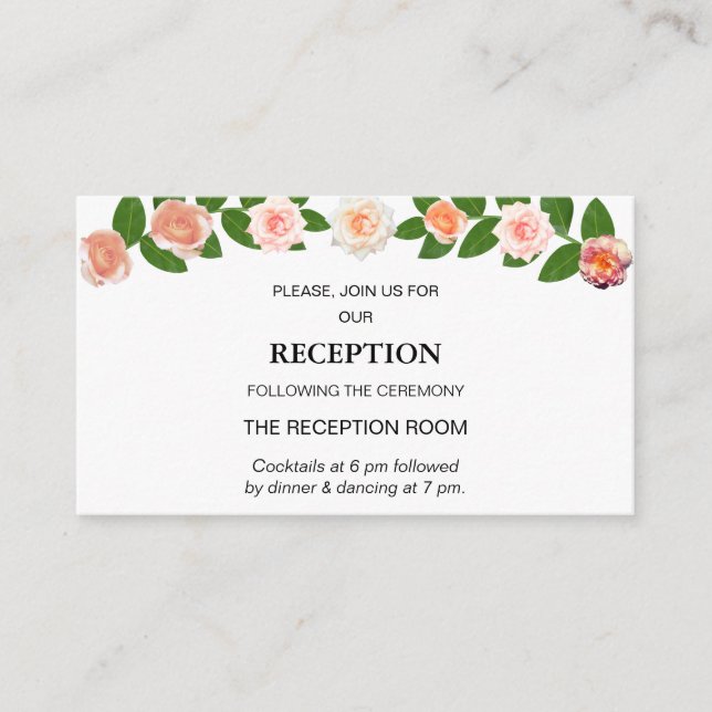 Laurel & Rose Flowers Wedding Enclosure Card (Front)