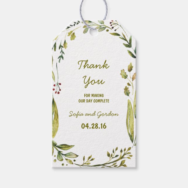 Laurel Rustic Wedding Gift Tags (Front)