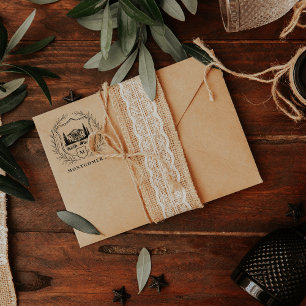 Laurel Shield Estate   Wedding Monogram Rubber Stamp