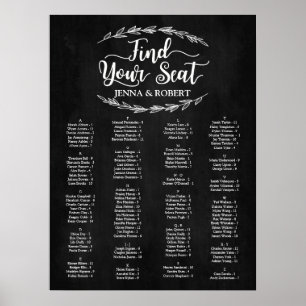 Laurel Wedding Seating Chart, Editable Colour Poster