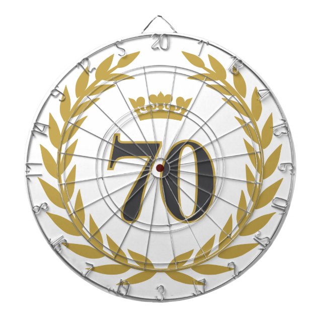 Laurel Wreath and Crown 70th Birthday Dartboard (Front)