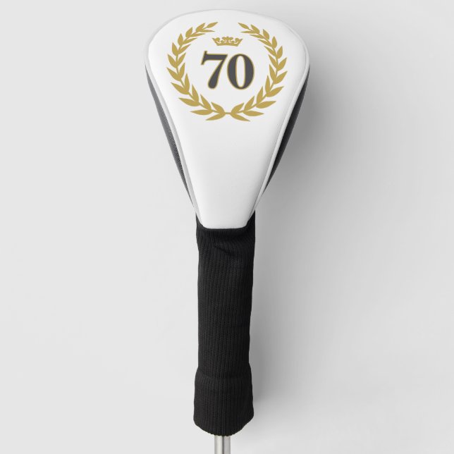 Laurel Wreath and Crown 70th Birthday Golf Head Cover (Front)