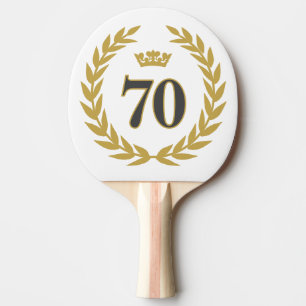 Laurel Wreath and Crown 70th Birthday Ping Pong Paddle