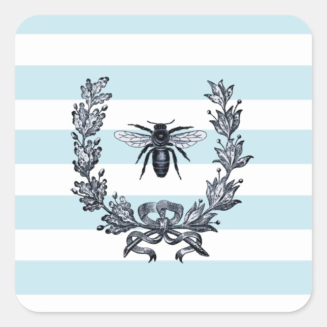Laurel Wreath and Napoleonic Bee Contour Square Sticker (Front)