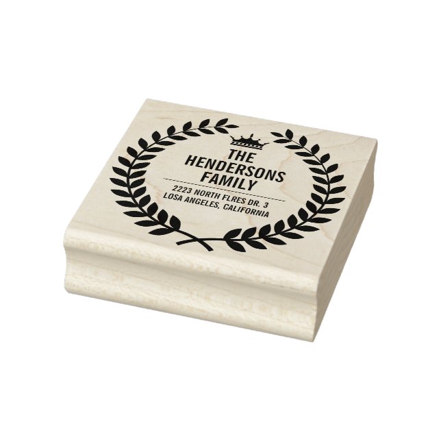 Laurel wreath custom text rubber stamp (Stamp)