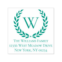 Laurel Wreath Family Name Monogram  Return Address