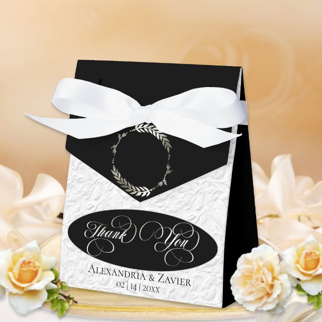 Laurel Wreath Faux Emboss -Black/Silver Favour Box (Creator Uploaded)