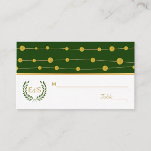 Laurel wreath gold foil green wedding place card