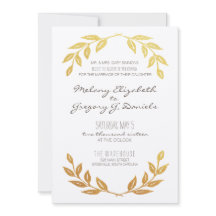 Laurel Wreath Gold Leaf Wedding Invitation