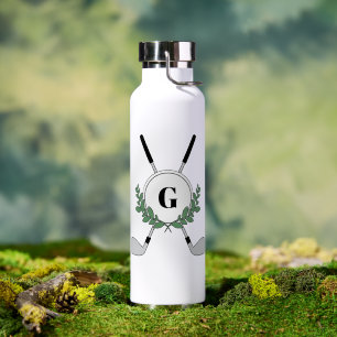 Laurel Wreath Golf Clubs Monogram Water Bottle