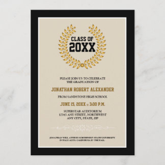 Laurel Wreath Graduation Announcement (black)