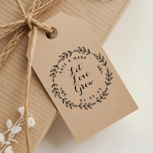Laurel Wreath Let Love Grow Wedding Favour Self-inking Stamp