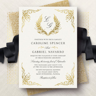 Laurel Wreath Monogram Elegant Wedding