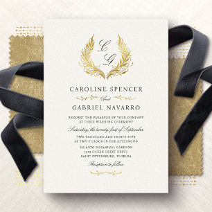 Laurel Wreath Monogram Elegant Wedding