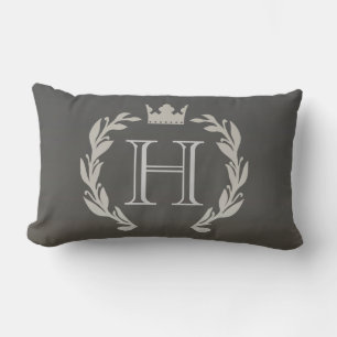 Laurel Wreath Monogram Lumbar Cushion