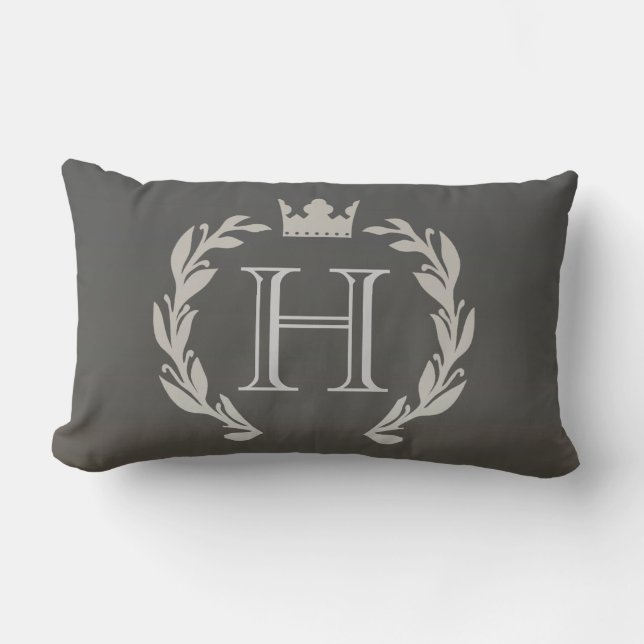Laurel Wreath Monogram Lumbar Cushion (Front)