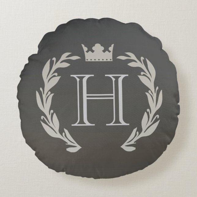 Laurel Wreath Monogram Round Cushion (Front)