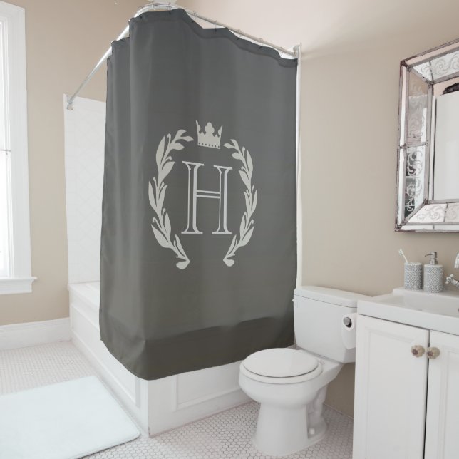 Laurel Wreath Monogram Shower Curtain (In Situ)