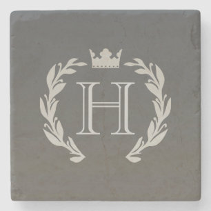 Laurel Wreath Monogram Stone Coaster